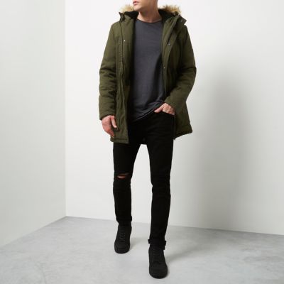 Green Only & Sons faux fur hooded parka